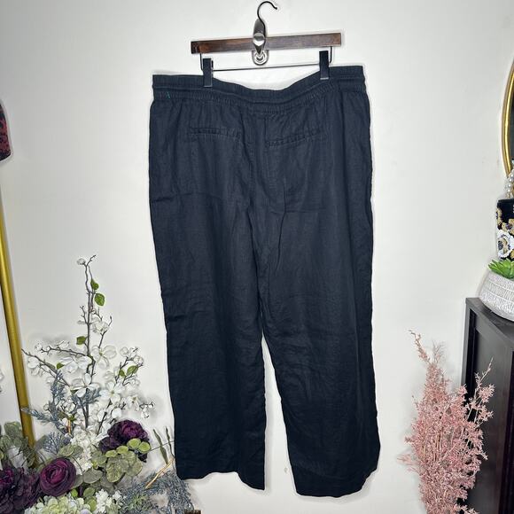 ATHLETA Retreat Linen Wide Leg High Rise Pant Black Sz 2X {3D11} - Picture 4 of 7